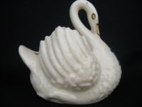 10629 'W' British Made Crested China Swan posey Holder - Middlesborough