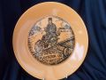 H491 Portmeirion Velocipedes - 10" Dinner Plate - Improved Plantation Car 1880 in Orange and unmarked.