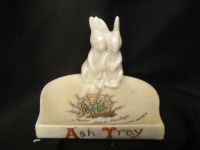 3928 Carltonware Crested China Two Rabbits on a Ash Tray - (LWH) Lucky White Heather from Westcliff on Sea