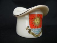 9021 Arcadian Crested China Match Striker in the form of a Top Hat - Weston Super Mare 