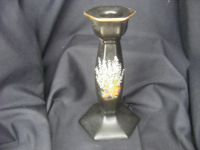 1684 Carlton Ware Crested China Black Candle Stick with Lucky White Heather from Stroo