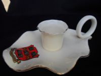 7471 WH Goss Crested China Frilled Candle Holder - City of Winchester in Hampshire