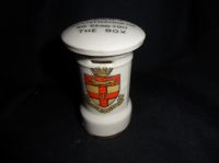 9767 Unmarked Crested China Post Box with Inscription - City of Rochester