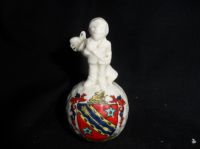 12083 Arcadian Crested China Golfer standing on Golf Ball - City of Bangor (Welsh Crest)