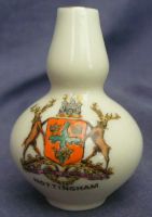 11939 - Shelley China Model of Celtic Water Bottle Number 205 - Nottingham Crest